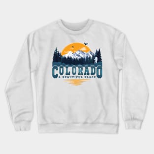 Colorado A Beautiful Place - Retro Vintage Mountains Nature Hiking Crewneck Sweatshirt